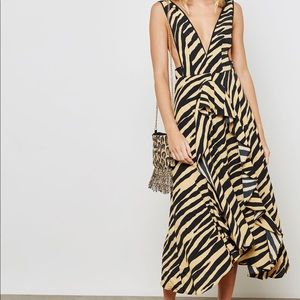 Topshop Zebra Striped Maxi Pinafore Dress